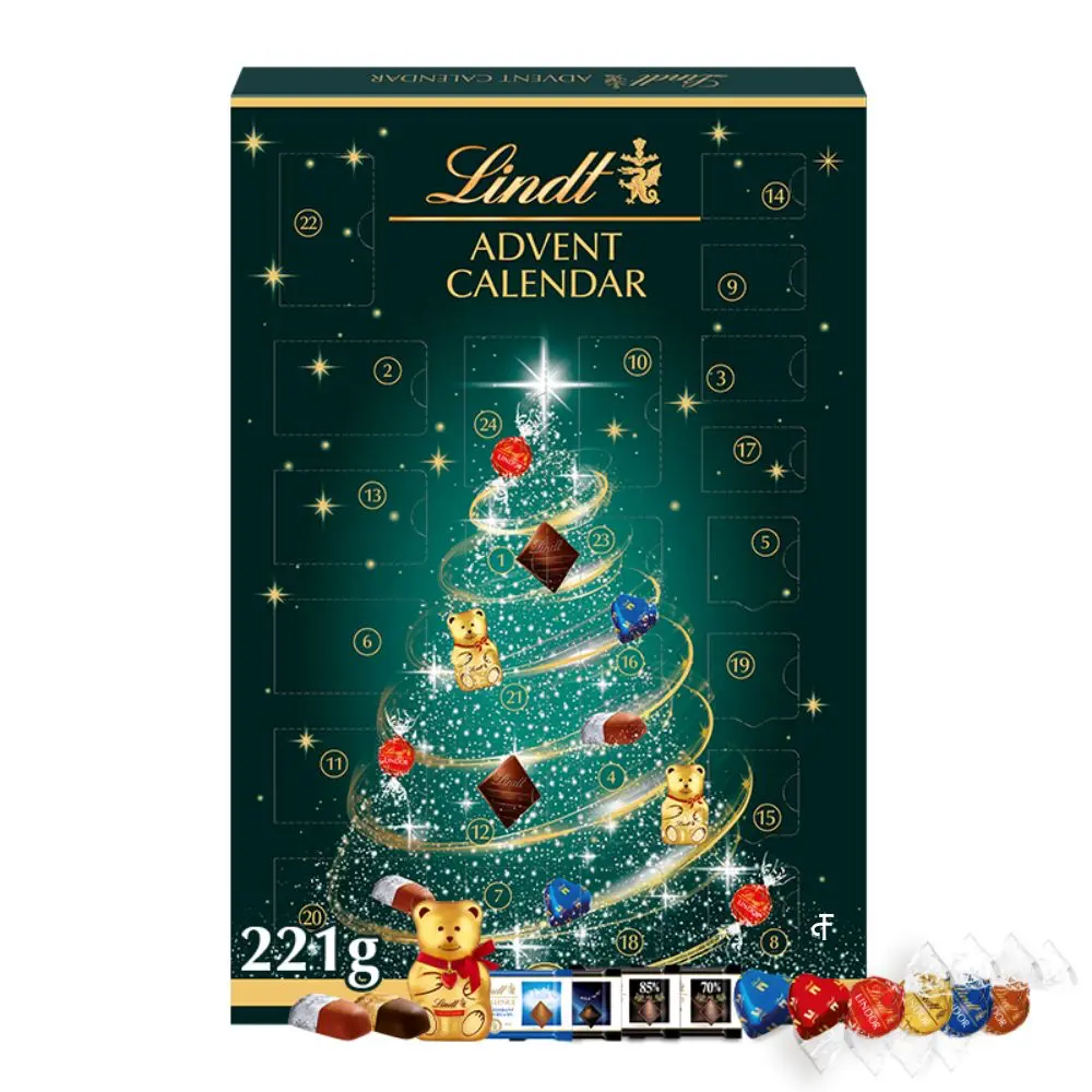Lindt kerstboom adventskalender 2025 met gemengde chocolade